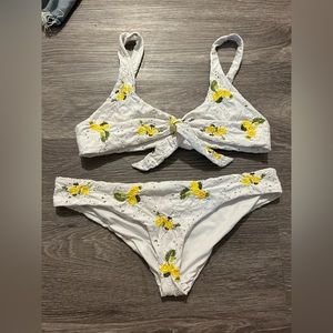 agua bendita yellow floral bikini set